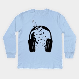 Headphone Bugle Kids Long Sleeve T-Shirt